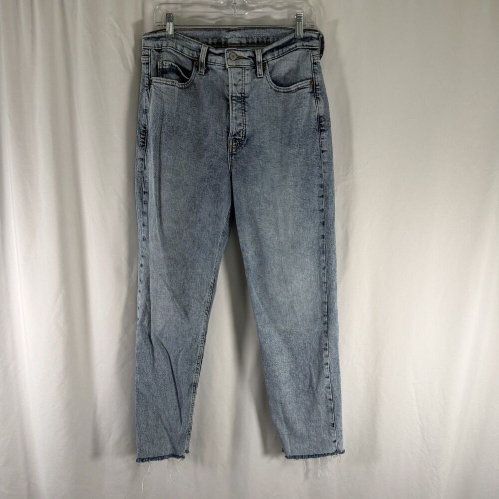 Old Navy Skinny Mom Jeans Women's 10 Light Wash Blue Denim Button Fly Raw Hem